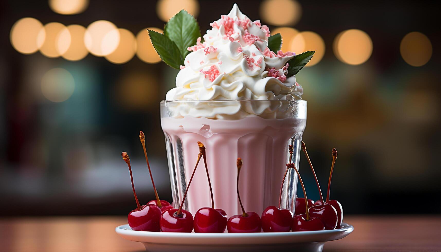 ai generiert frisch Obst und Eis Sahne erstellen ein Süss Sommer- Dessert generiert durch ai foto