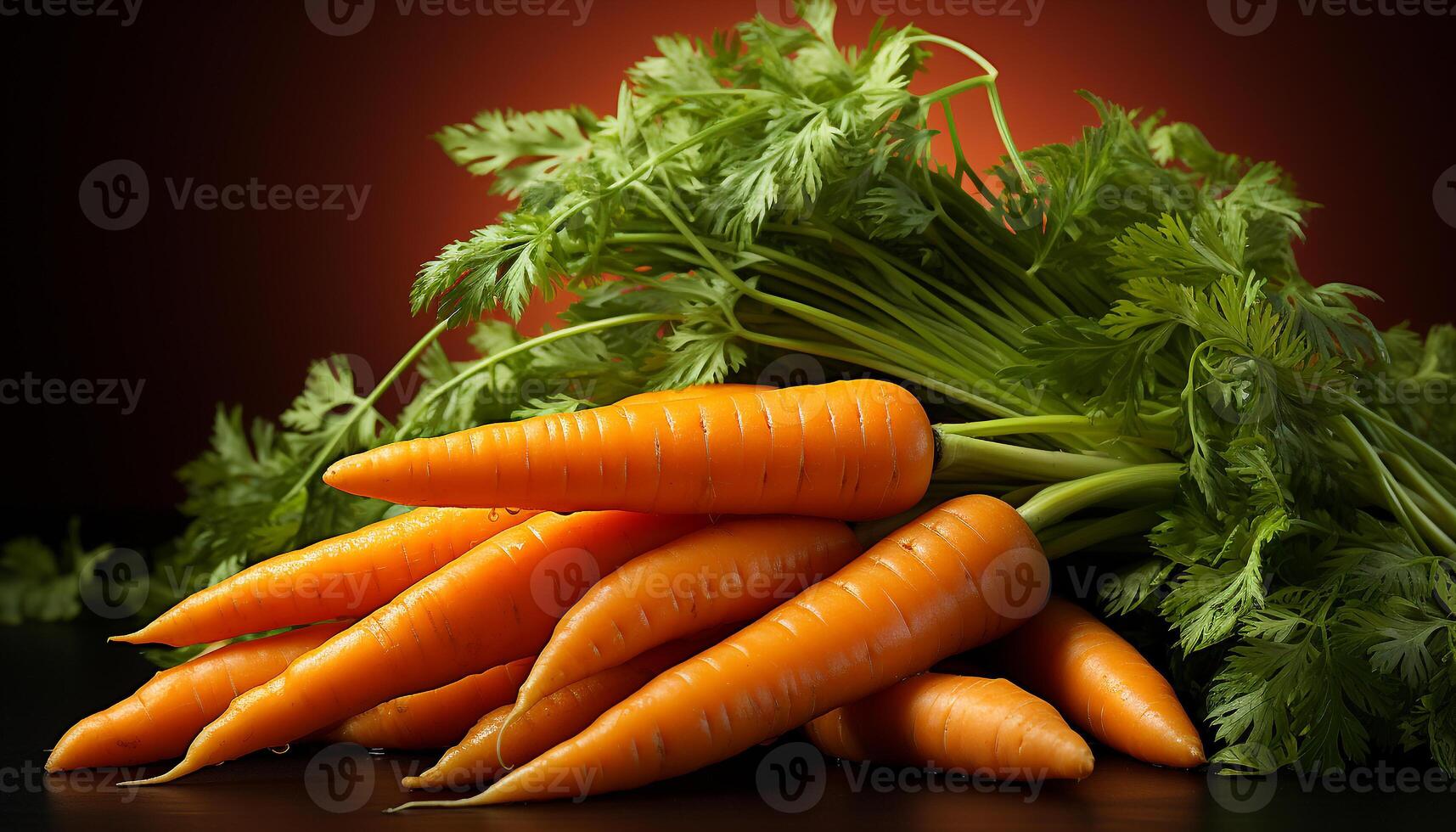 ai generiert frisch, gesund Vegetarier Salat beschwingt Möhren, reif Tomaten, Grün Petersilie generiert durch ai foto