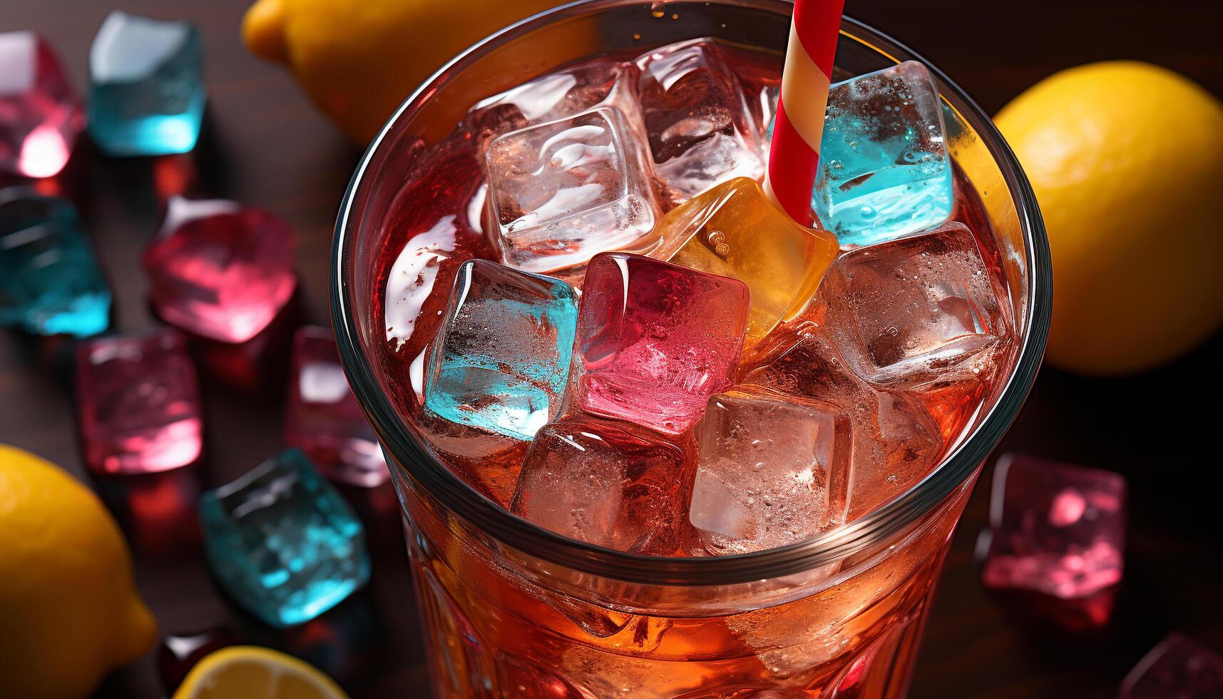 ai generiert erfrischend Cocktail mit Zitrusfrüchte Frucht, Eis, und Minze Blatt generiert durch ai foto