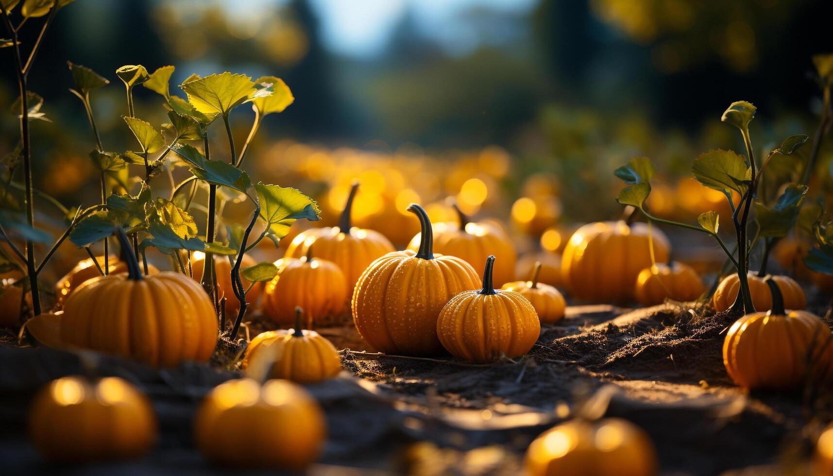 ai generiert Herbst beschwingt Kürbis Laternen erleuchten gespenstisch Halloween Nacht generiert durch ai foto