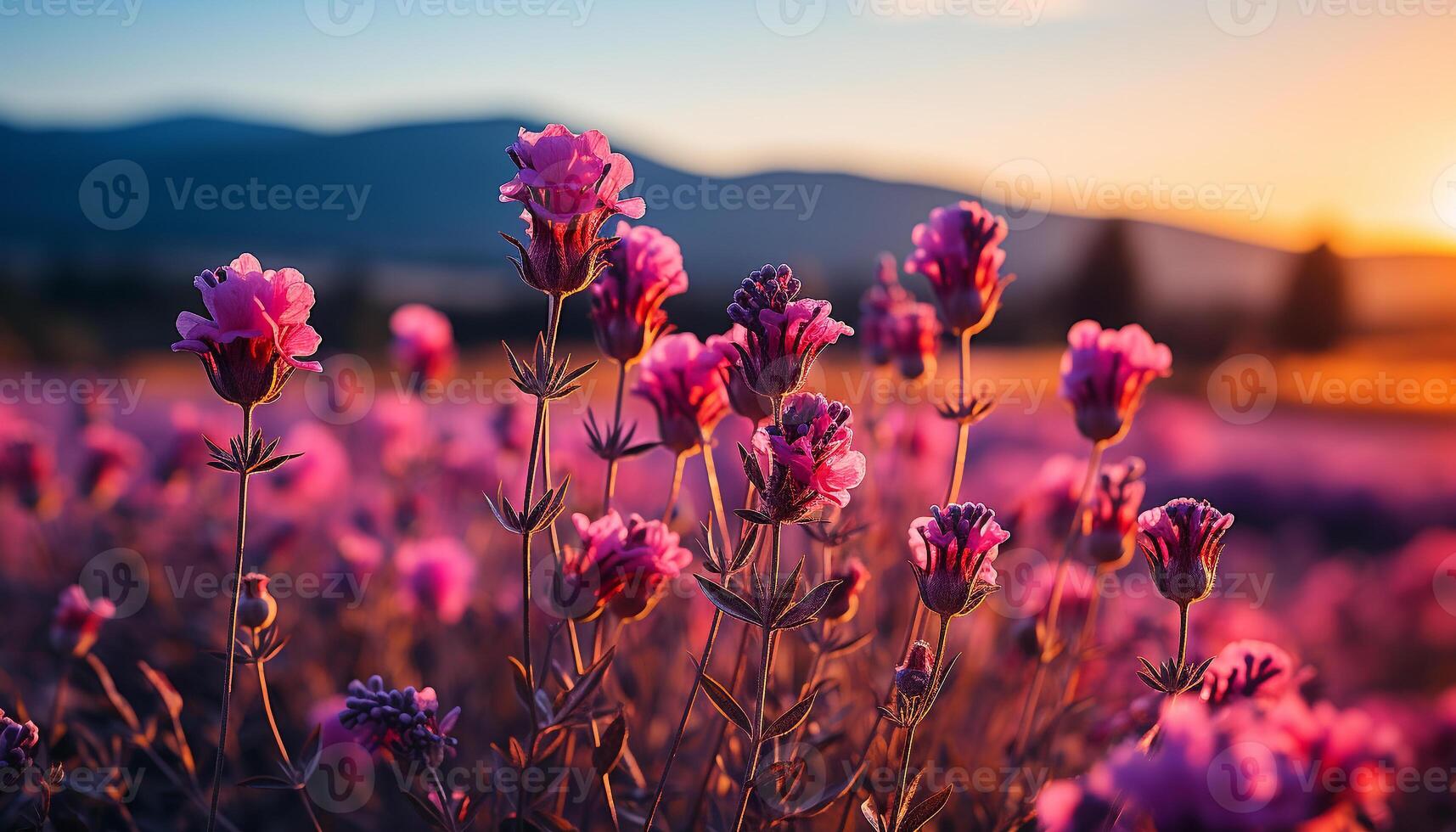 ai generiert ein beschwingt Wiese von multi farbig Wildblumen im Sommer- generiert durch ai foto