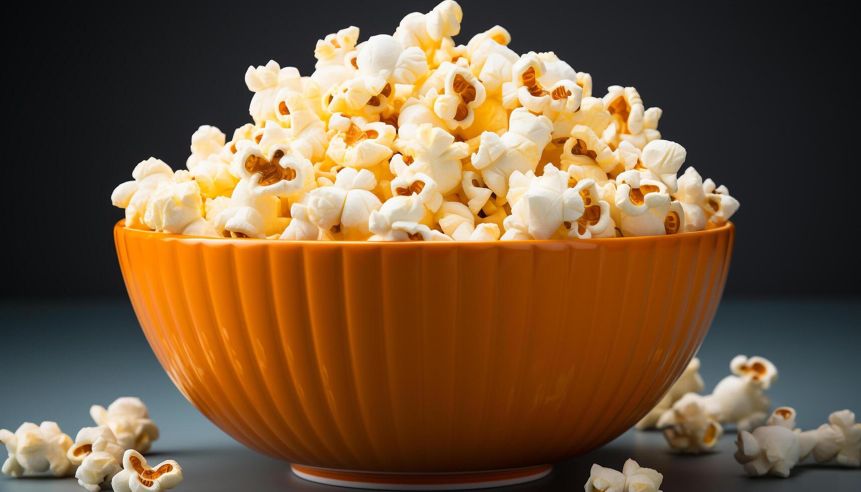 ai generiert Frische im ein Schüssel Süss Mais, flauschige Popcorn, Gourmet Süßigkeiten generiert durch ai foto