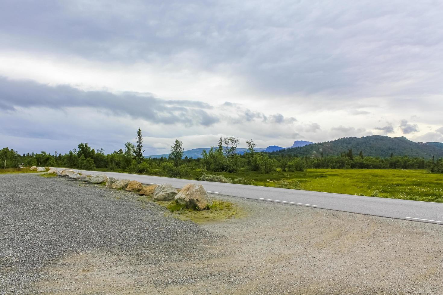 schöne straße durch die landschaft von hemsedal, norwegen. foto