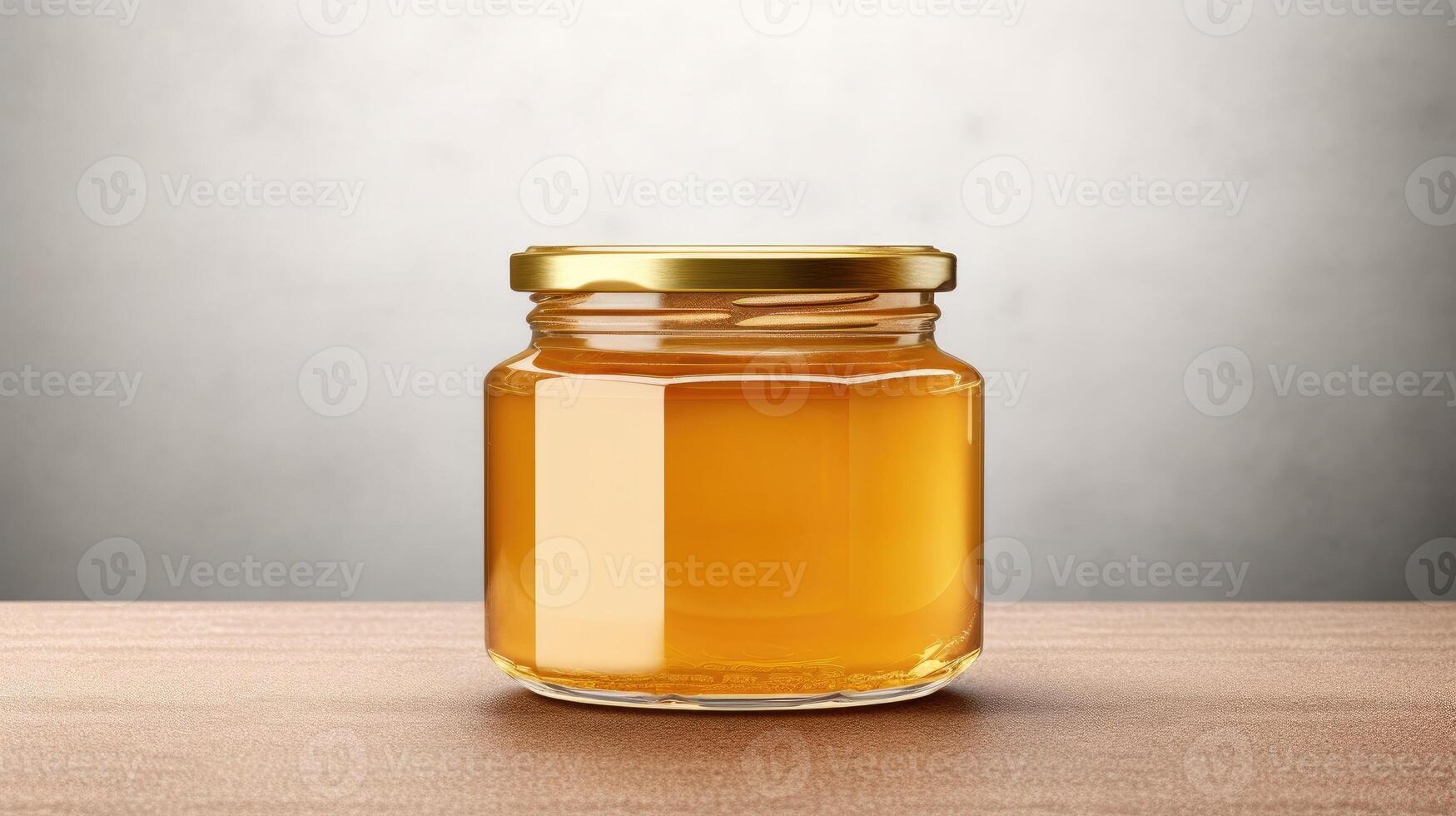 ai generiert ein golden Honig Glas Krug mit reichlich leer Raum, perfekt zum Benutzerdefiniert Branding. ai generiert. foto