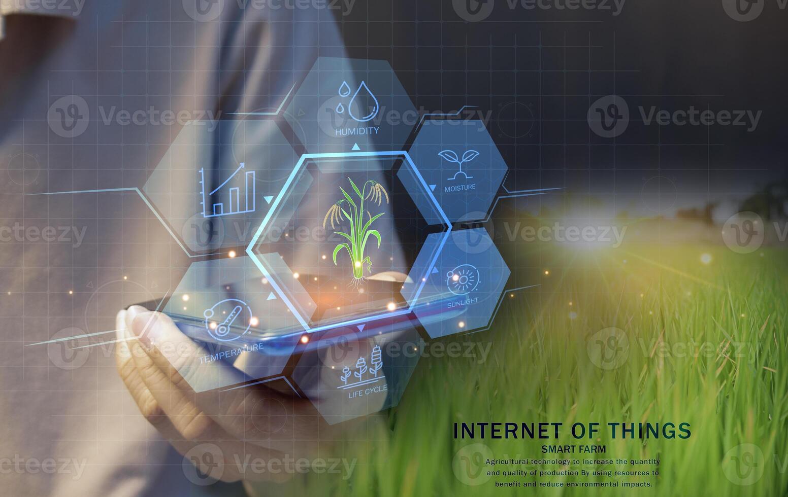 Ideen zum mit ai und Clever Landwirtschaft Produktivität erhöhen, ansteigen und Produktion Kontrolle, Daten Lager auf das Wolke System foto