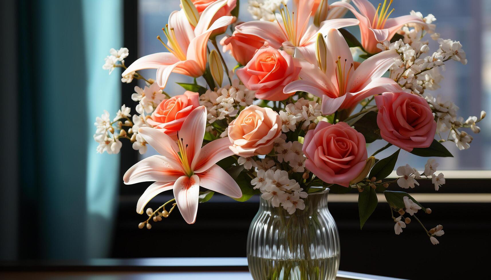 ai generiert Frische und Schönheit im Natur ein Strauß von Rosa Blumen generiert durch ai foto