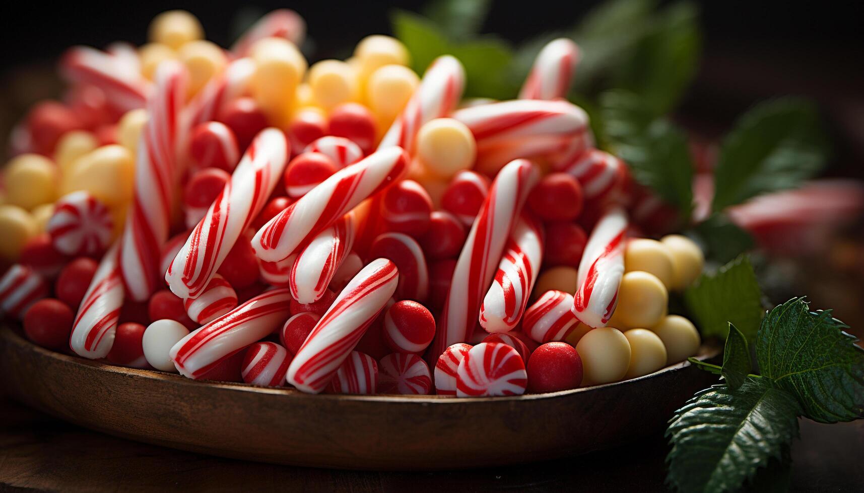 ai generiert ein bunt Schüssel von frisch Frucht, Süssigkeit, und Süss Nachspeisen generiert durch ai foto