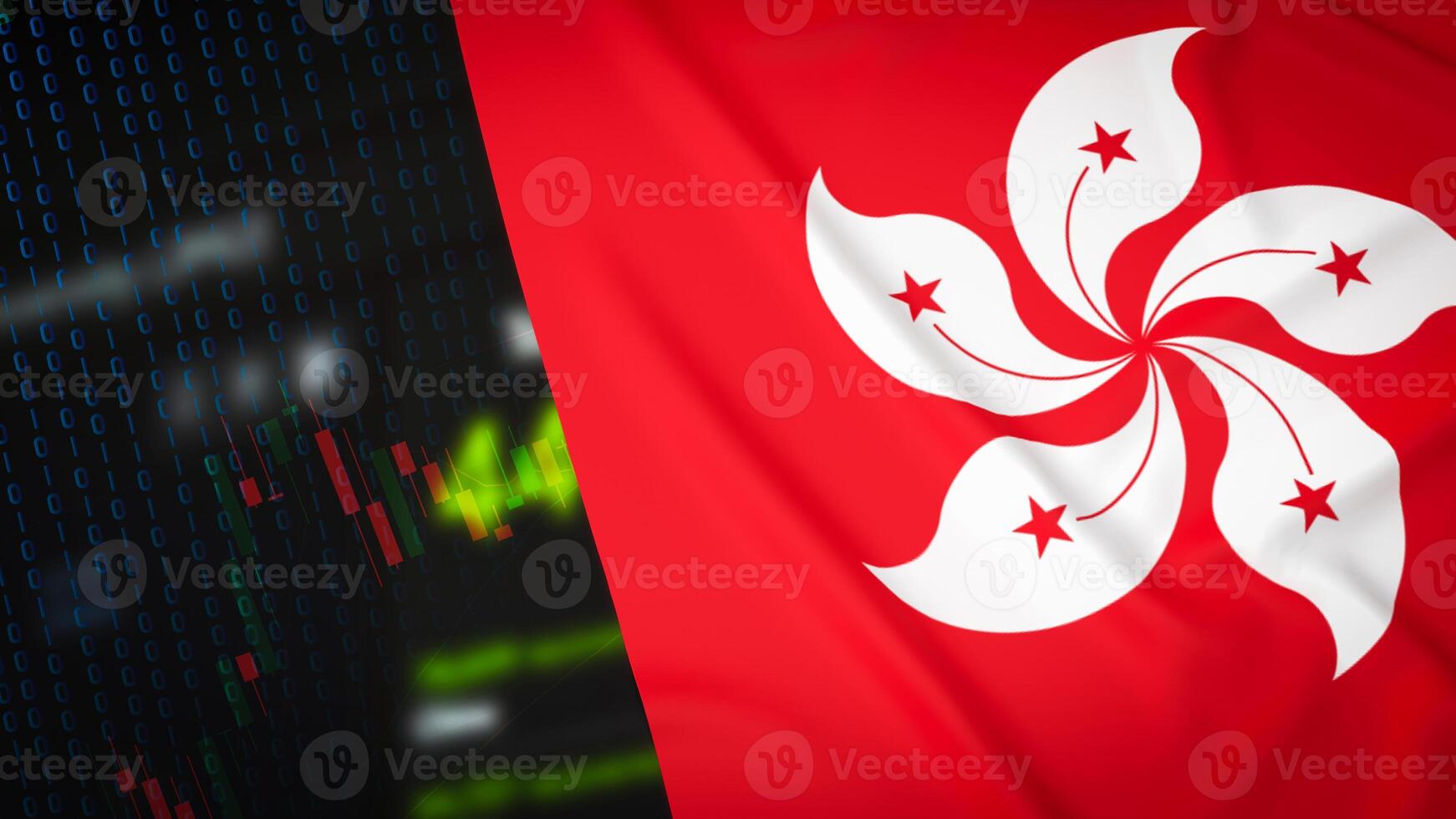 das Hong kong Flagge zum Geschäft oder geopolitisch Konzept 3d Wiedergabe. foto