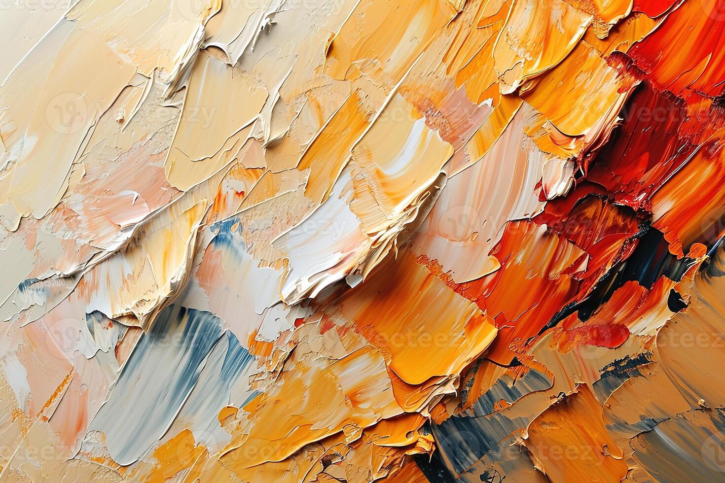 ai generiert Pastell- Gelb Orange Farben abstrakt Öl Gemälde auf Leinwand, Acryl Textur Hintergrund, Rau Pinselstriche von Farbe foto