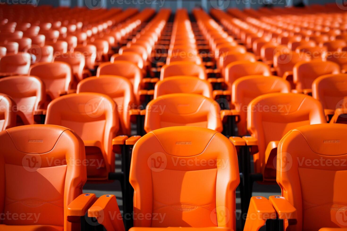 ai generiert Spiel Tag Pause leeren Stadion Sitze einstellen das Vor Spiel Szene foto