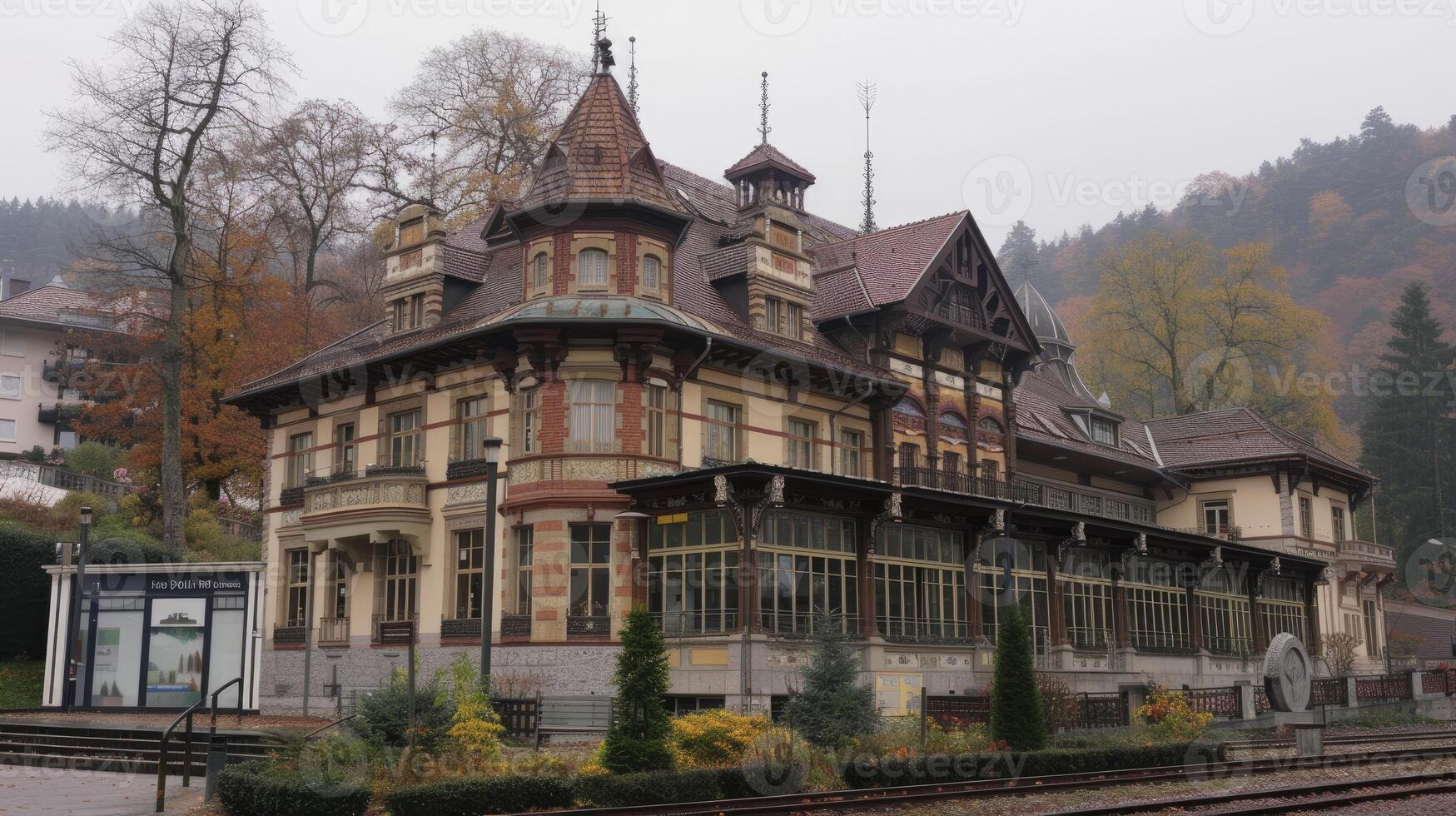 ai generiert schön draussen Aussicht von ein Restaurant foto