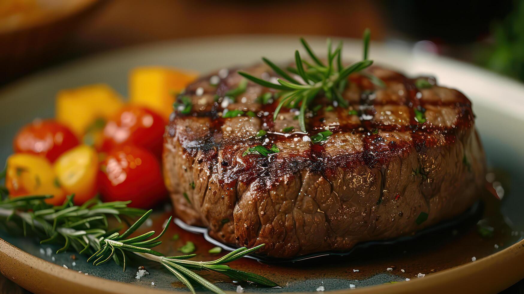 ai generiert köstlich Rindfleisch Steak im Restaurant zum Abendessen foto