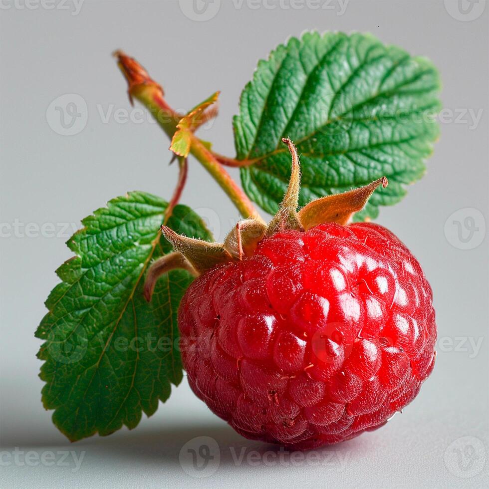 ai generiert frisch reif Himbeeren auf ein Weiß Hintergrund - - ai generiert Bild foto