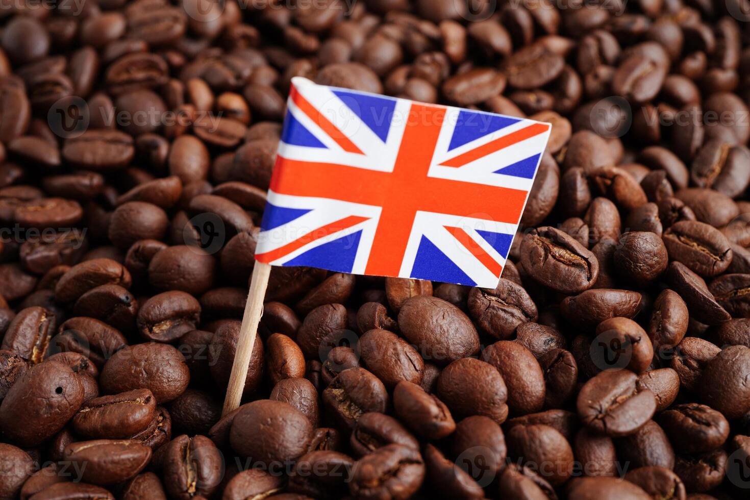 vereinigt Königreich Flagge auf Kaffee Bohnen, Einkaufen online zum Export oder importieren Essen Produkt. foto