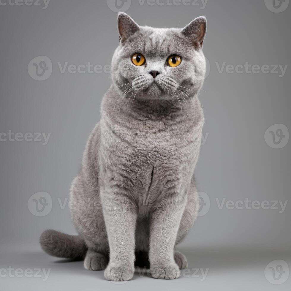 ai generiert voll Körper von ein britisch kurzes Haar Katze auf einfach Hintergrund foto