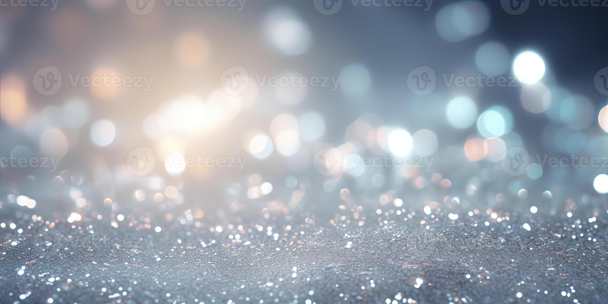 ai generiert abstrakt Silber Gold Hintergrund mit Bokeh bewirken und leuchtenden defokussiert glänzt. festlich Textur foto