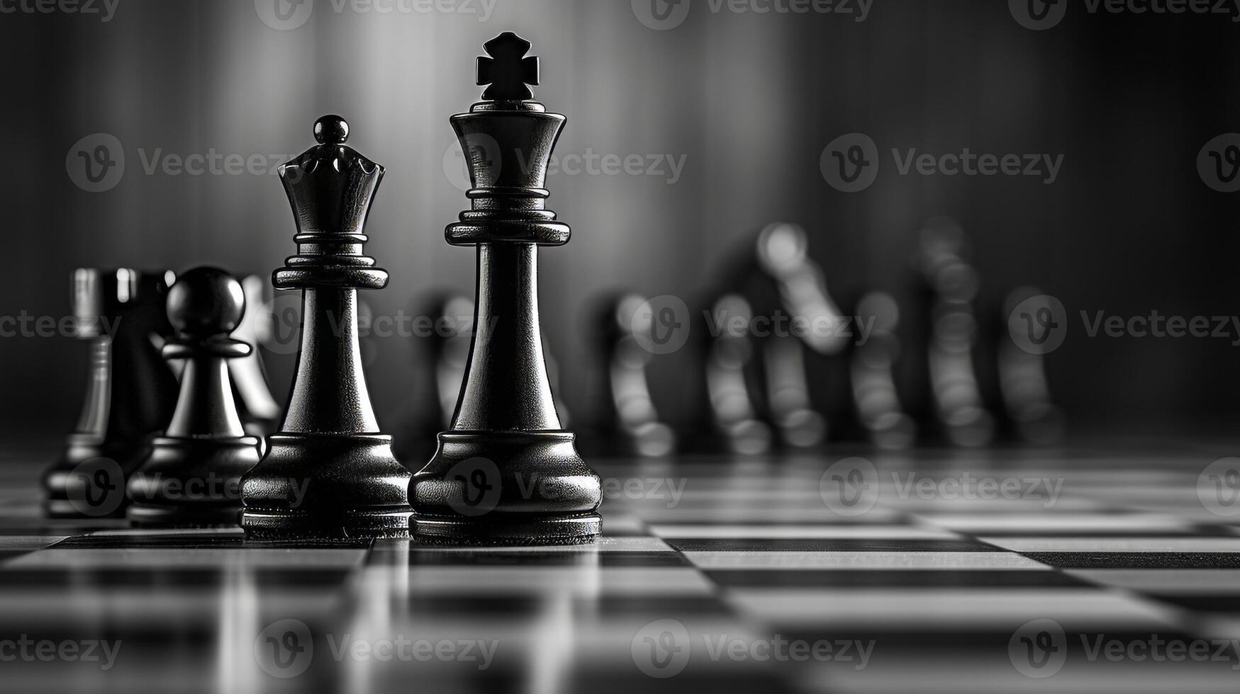 ai generiert strategisch und logisch Schach Spiel mit herausfordernd Position wie ein Metapher zum Leben Probleme foto