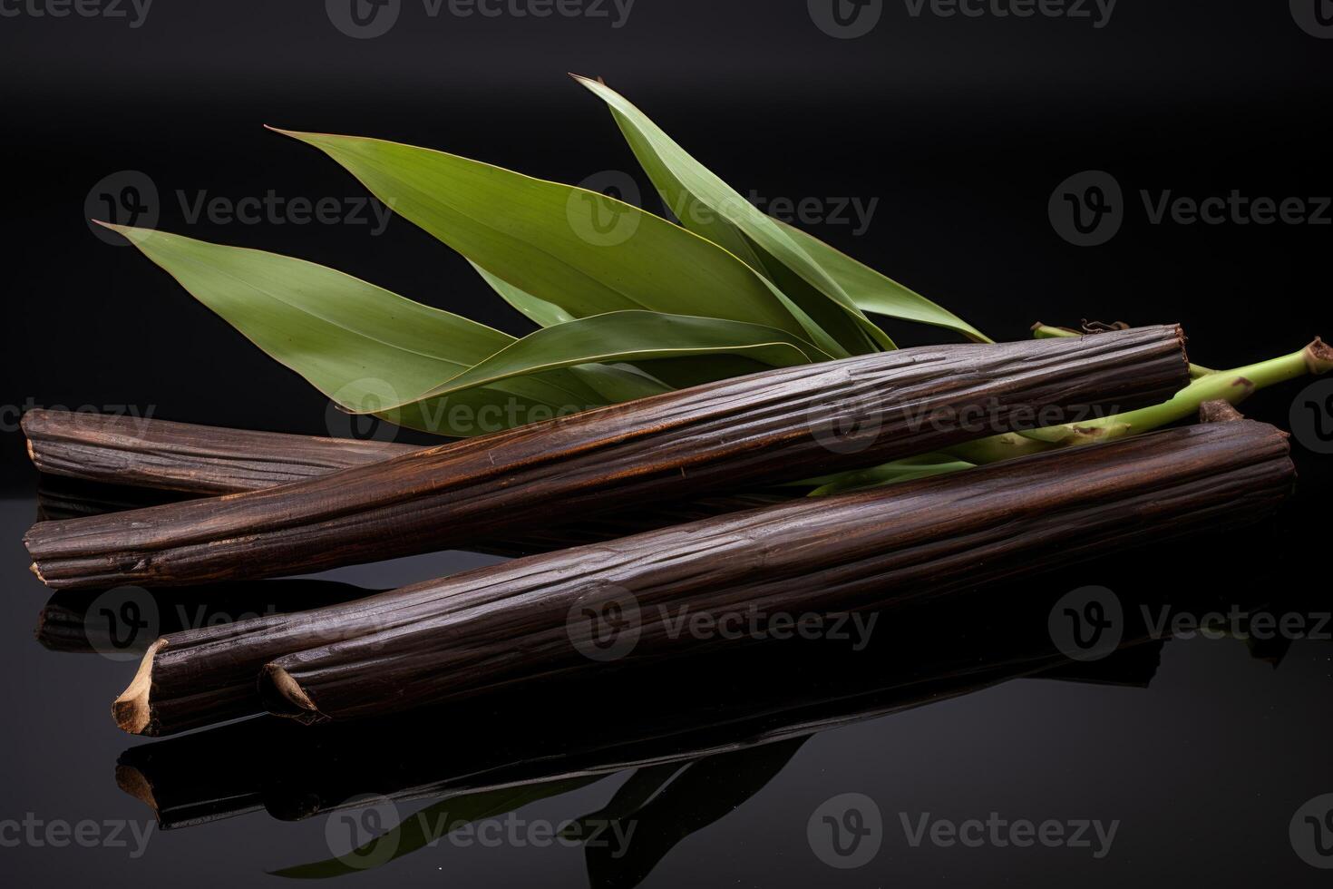 ai generiert Vanille Vanille Pflanze und Vanille Orchidee Blumen foto