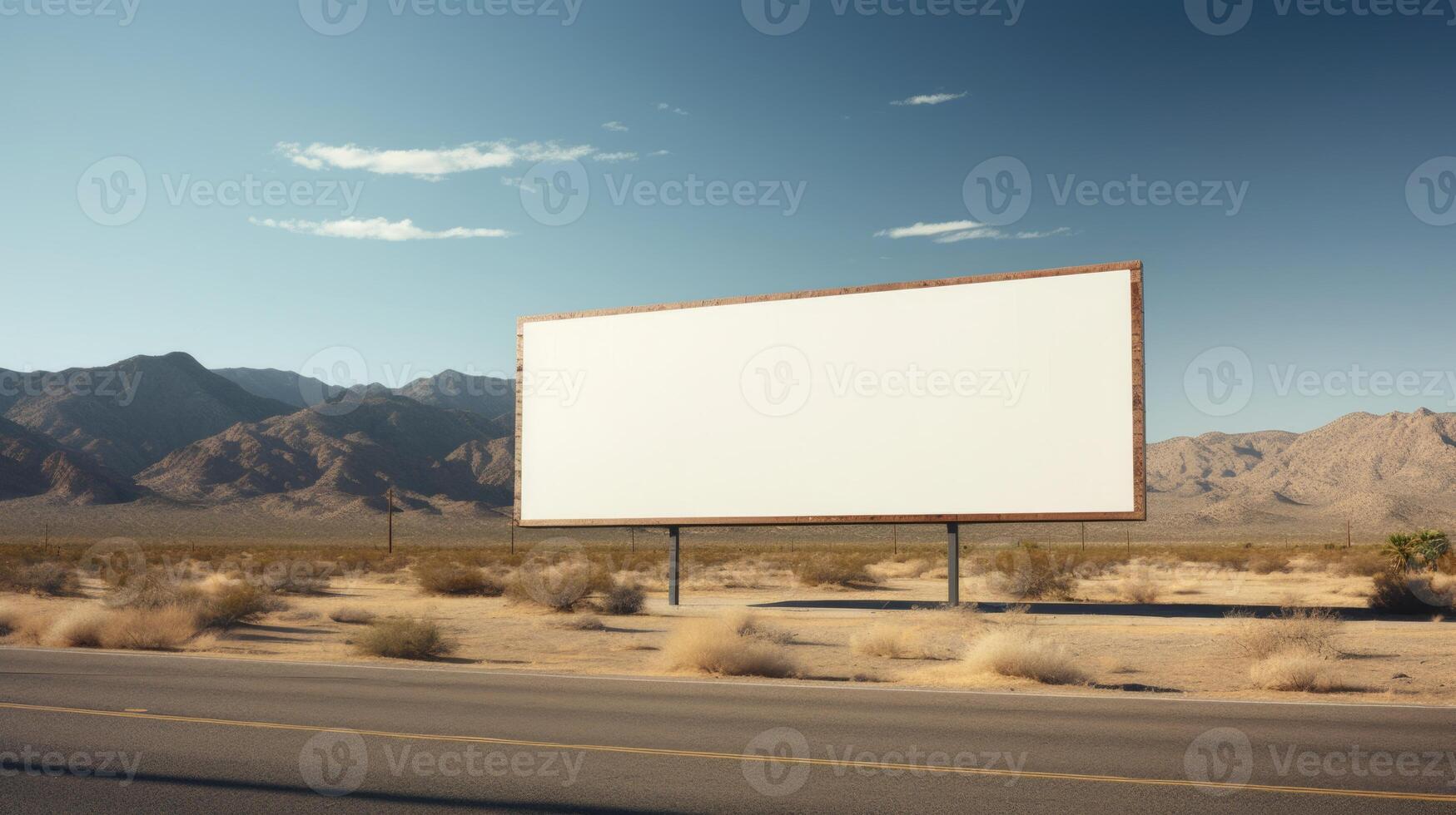 ai generiert ein groß lange leeren Banner Stehen auf das Straße entlang das Straße. Hintergrund zum das Design foto