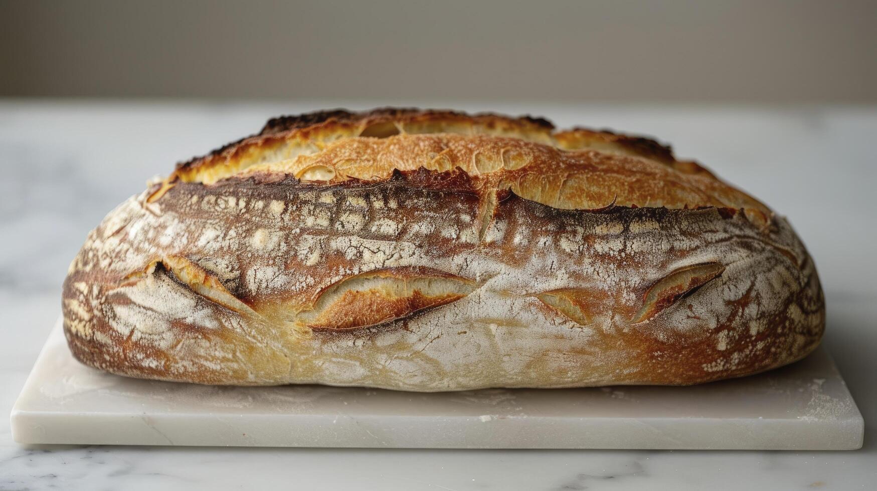 ai generiert frisch gebacken Mehl Brot mit reichlich leer Raum foto