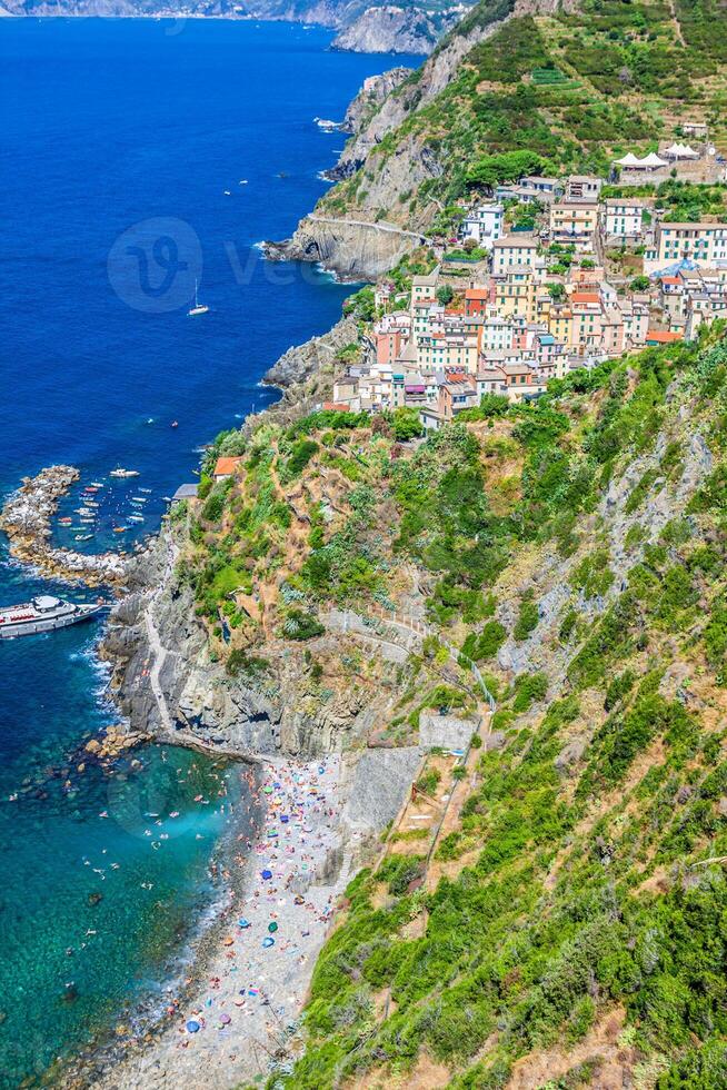 traditionelle mediterrane Architektur von Riomaggiore, La Spezia, Ligurien, Italien foto