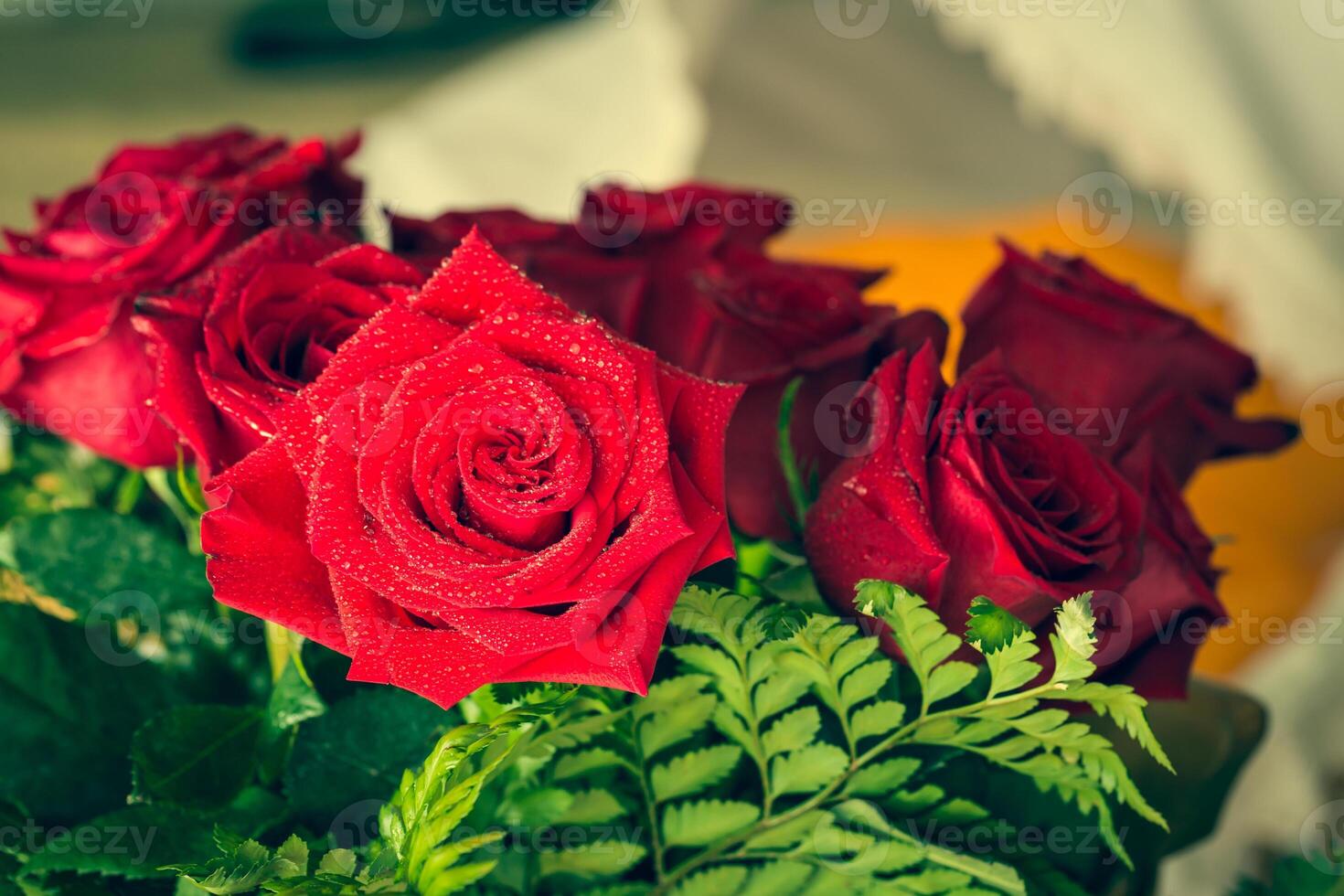 rot Rosen Über Valentinsgrüße Tag foto