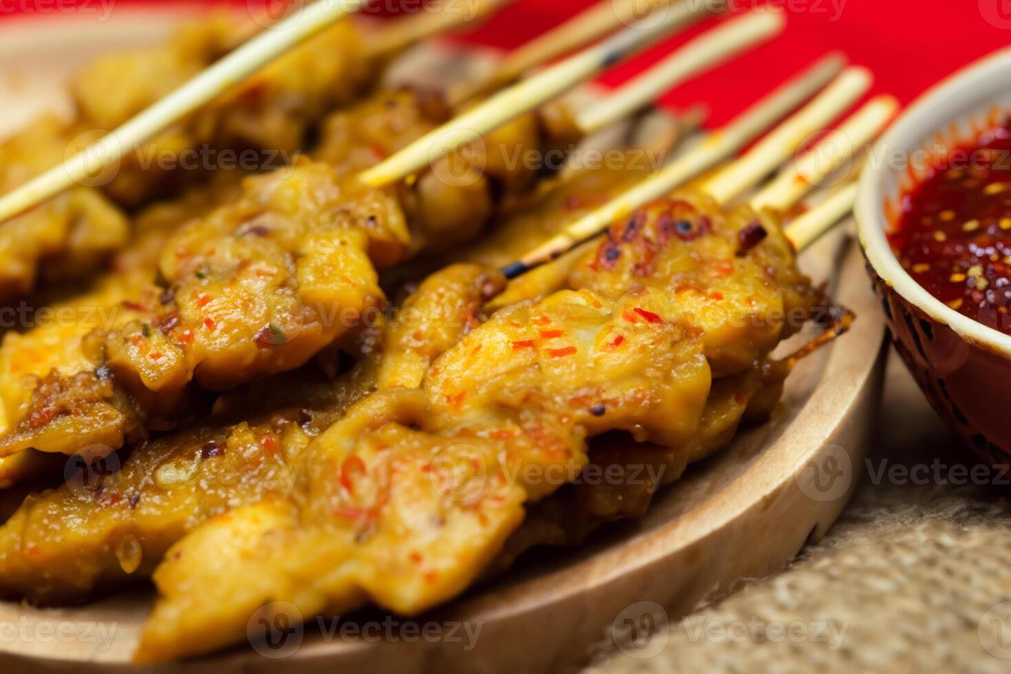 hingeben im das Schönheit von schön satay, wo Spieße von mariniert Freude sind gegrillt zu golden Perfektion, Angebot ein Symphonie von Geschmack im jeder beissen, ein kulinarisch Kunst zu genießen foto