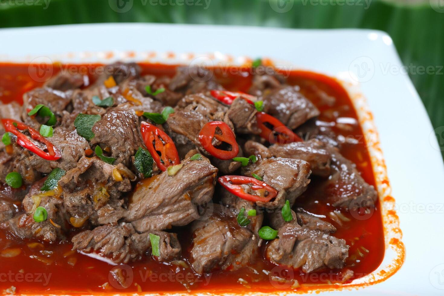 genießen das exquisit Lamm oder Rindfleisch Curry Rendang, bereit zu Sein genossen auf eid al-adha, Erfassen das Wesen von Feier im ein perfekt Foto, präsentieren kulinarisch Meisterschaft und festlich Genuss foto