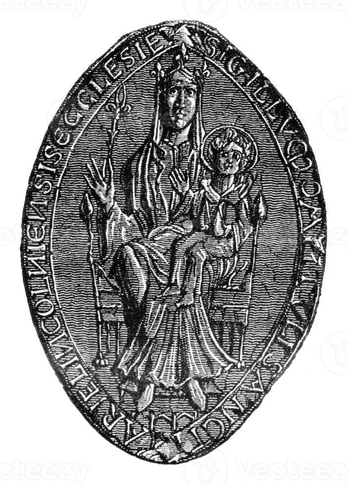 Siegel das Gemeinschaft von st. Maria von Lincoln, Jahrgang Gravur. foto