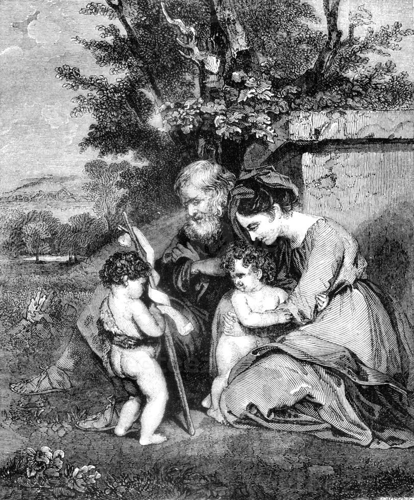 das heilig Familie, durch Joshua Reynolds, Jahrgang Gravur. foto