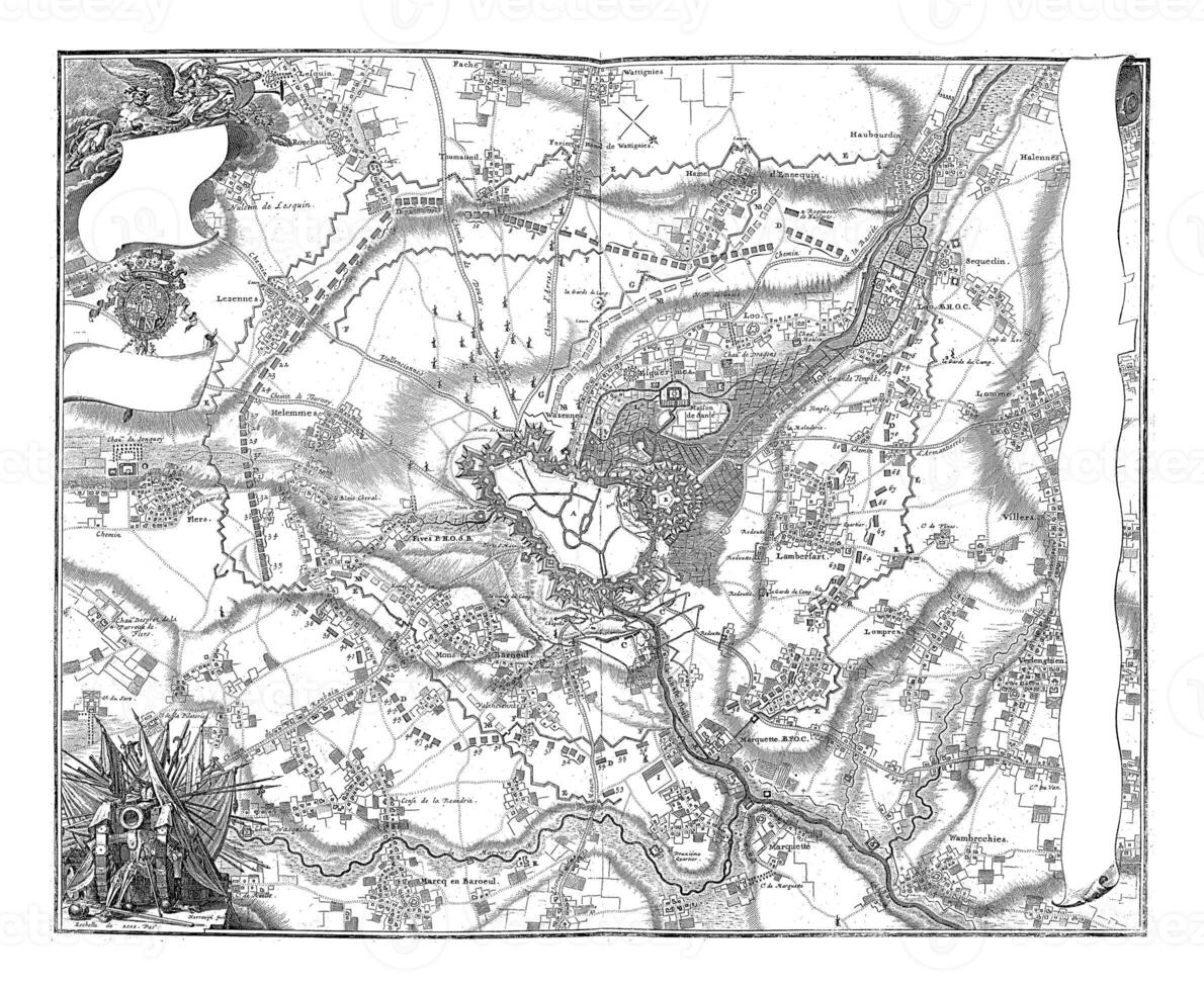 Karte von das Belagerung von lille, Jahrgang Illustration. foto