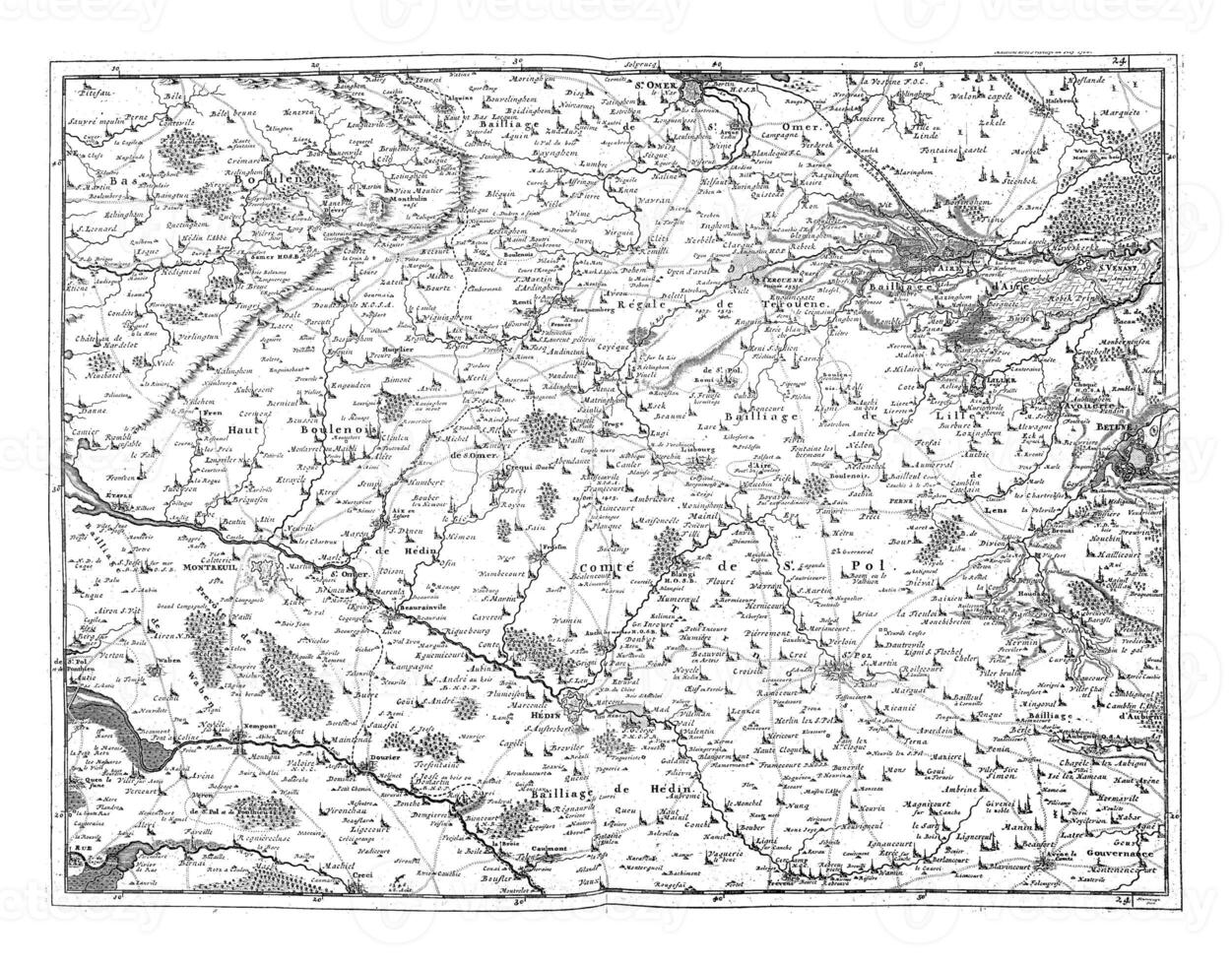 Karte von Artesie und Teil von picardivintage Illustration. foto