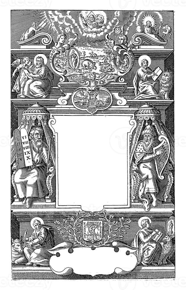 architektonisch Mauer mit verschiedene biblisch Szenen, Jaspar de Isaak, 1631 foto