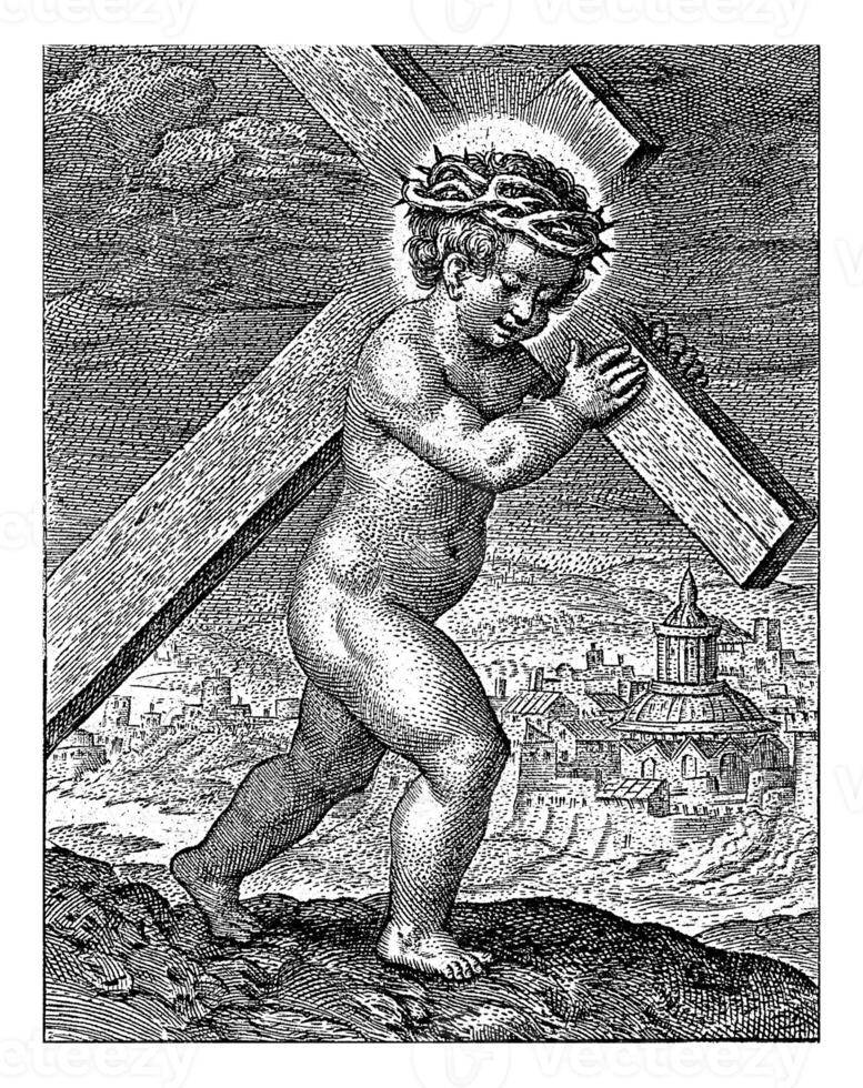 Christus Kind Tragen das kreuzen, Hieronymus wierix, 1563 - - Vor 1619 foto