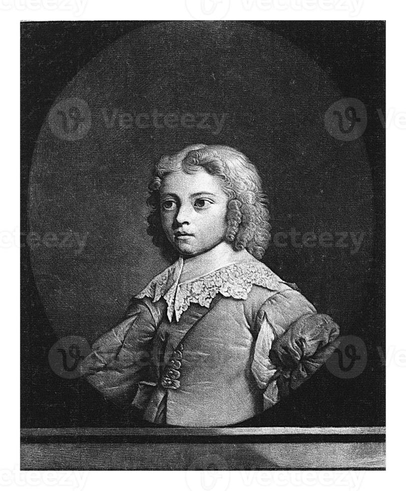 Porträt von ein Junge mit lockig Haar, Pieter van bleich, nach richard van bleich, 1751 foto