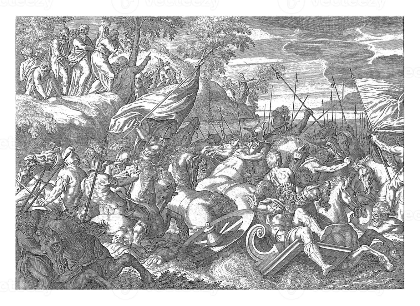 Pharao und seine Heer Ertrinken im das rot Meer, anonym, nach orazio Farinati, nach paolo Farinati, 1630 - - 1702 foto