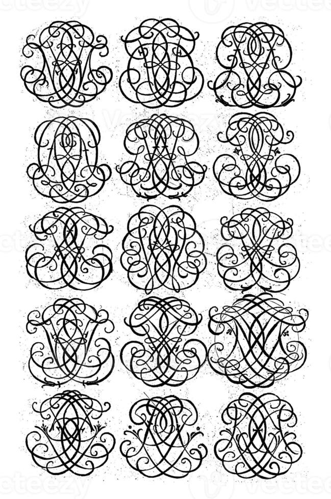 fünfzehn Brief Monogramme des-mfe, daniel de lafeuille, c. 1690 - - c. 1691 foto