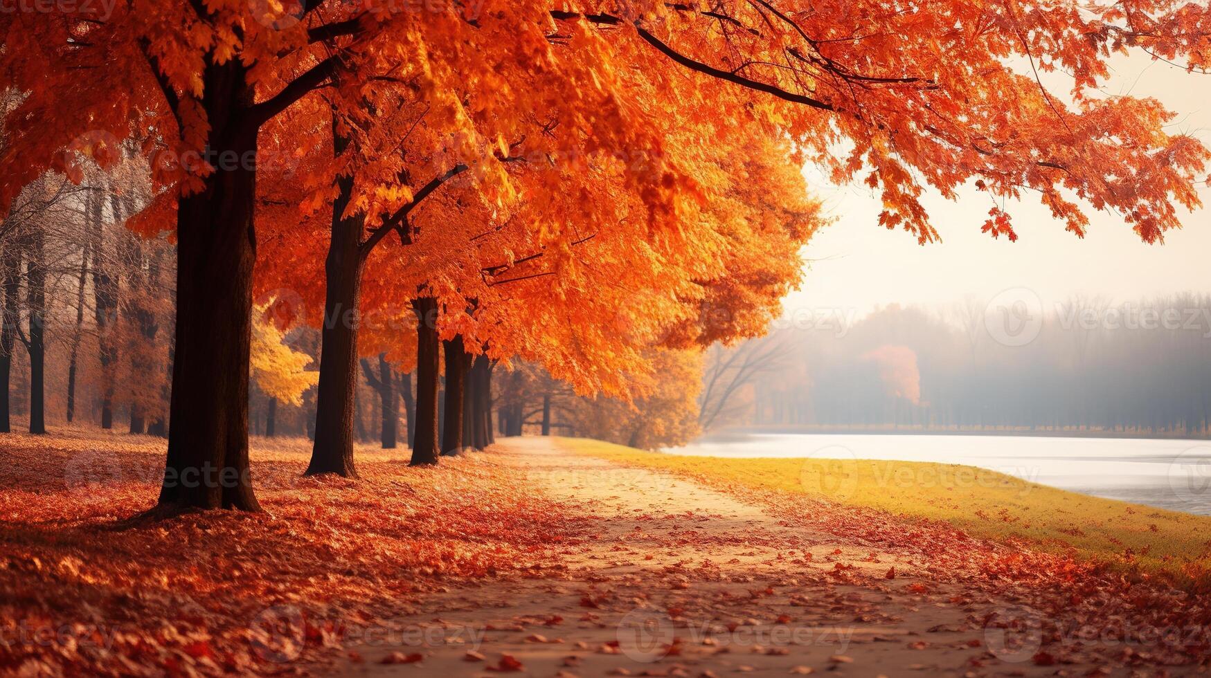 ai generiert bunt Herbst Landschaft Natur Hintergrund foto