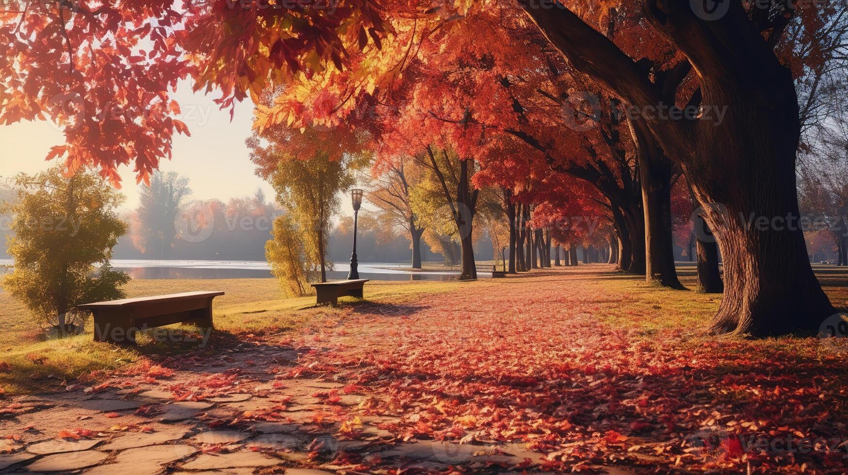 ai generiert bunt Herbst Landschaft Natur Hintergrund foto