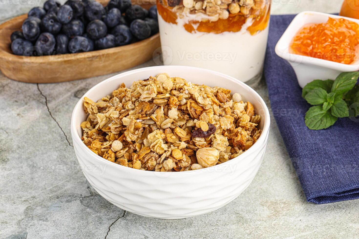 Granola museli Müsli zum Frühstück foto