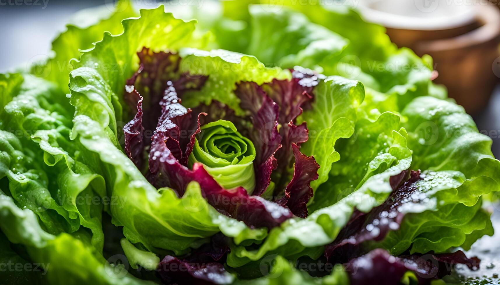 ai generiert ein frisch gewaschen Grüner Salat foto