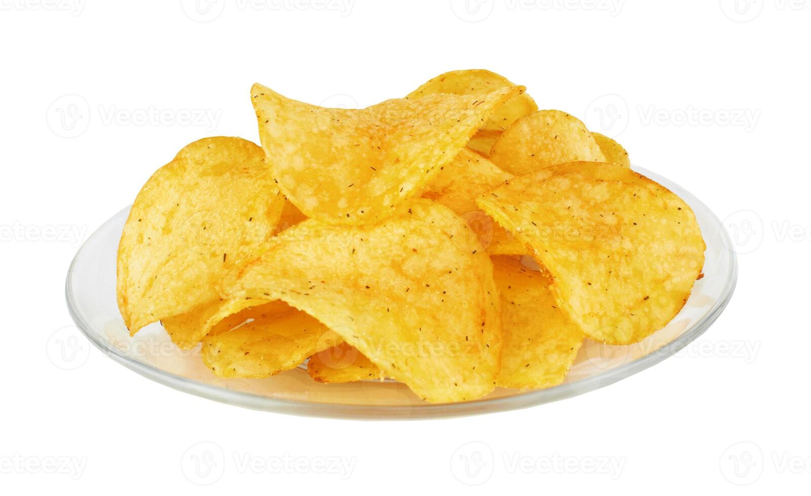 Kartoffel Kartoffelchips auf Weiß foto