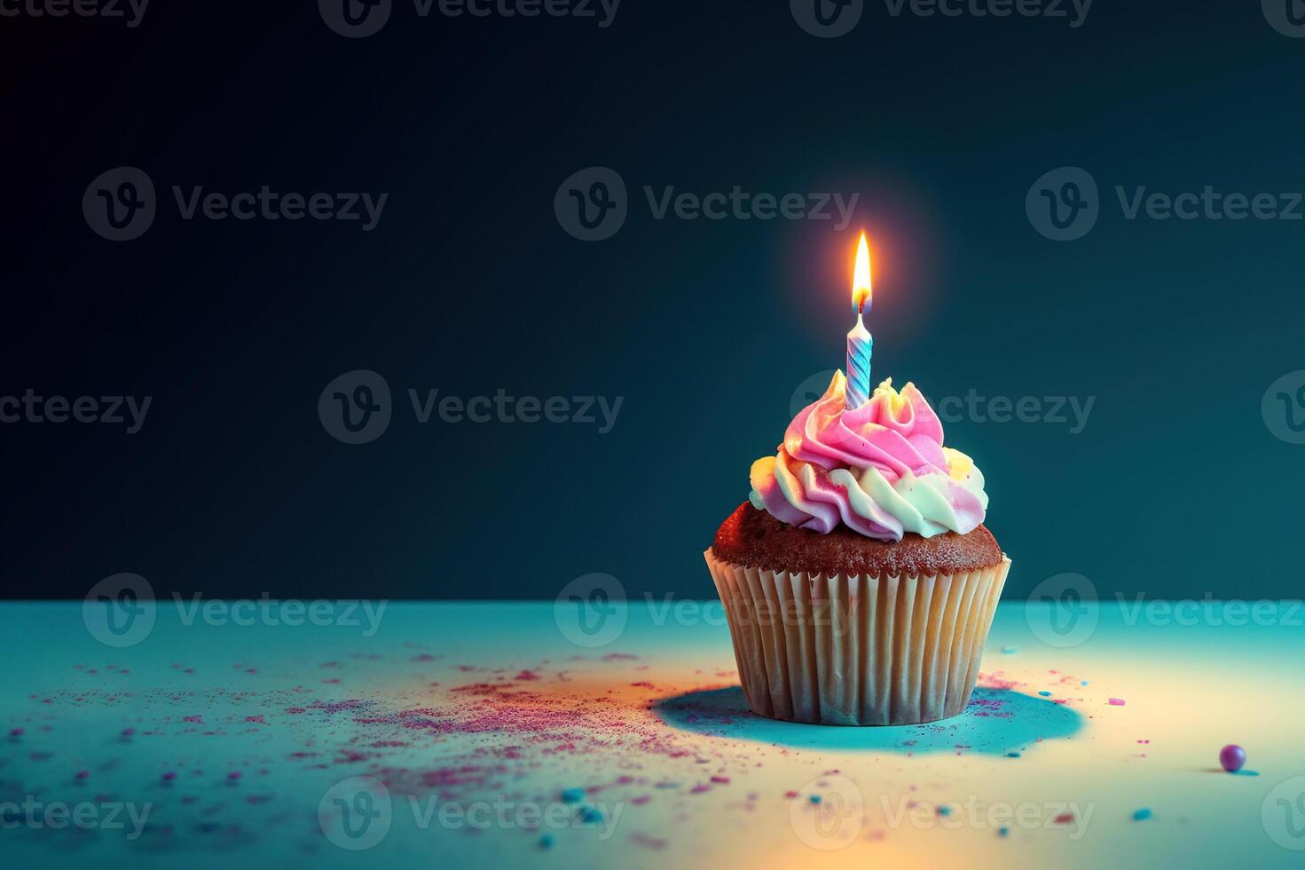 ai generiert ein köstlich Geburtstag Cupcake. erstellt mit generativ ai foto