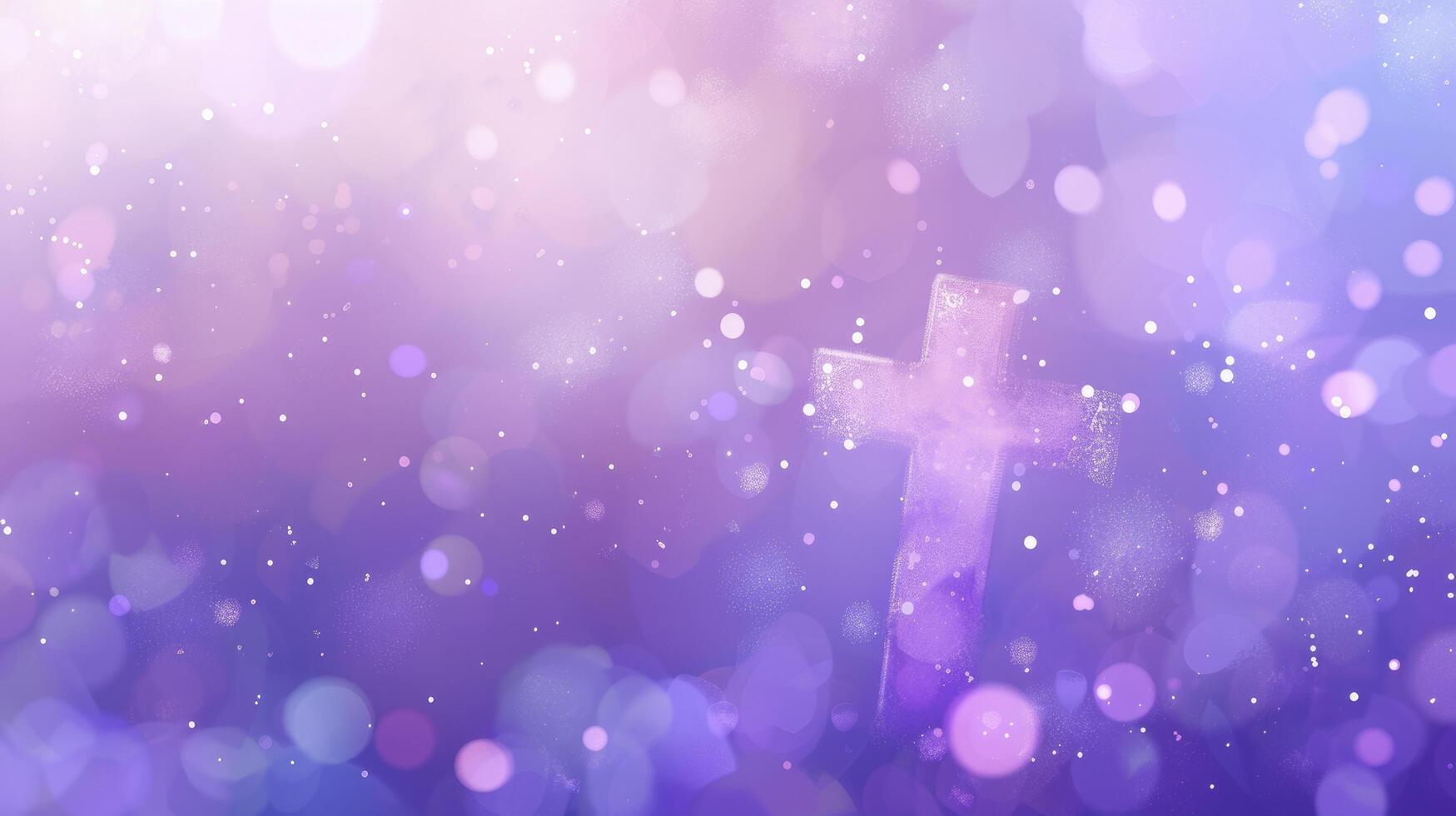 ai generiert ein Kreuz mit lila Farbe Bokeh Hintergrund foto