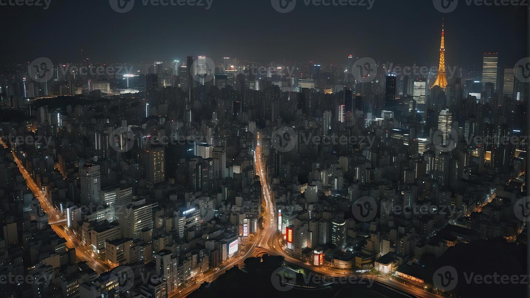 ai generiert Tokyo Stadt im das Nacht, Straße beim Nacht, Nacht Szene, Stadt im das Nacht foto