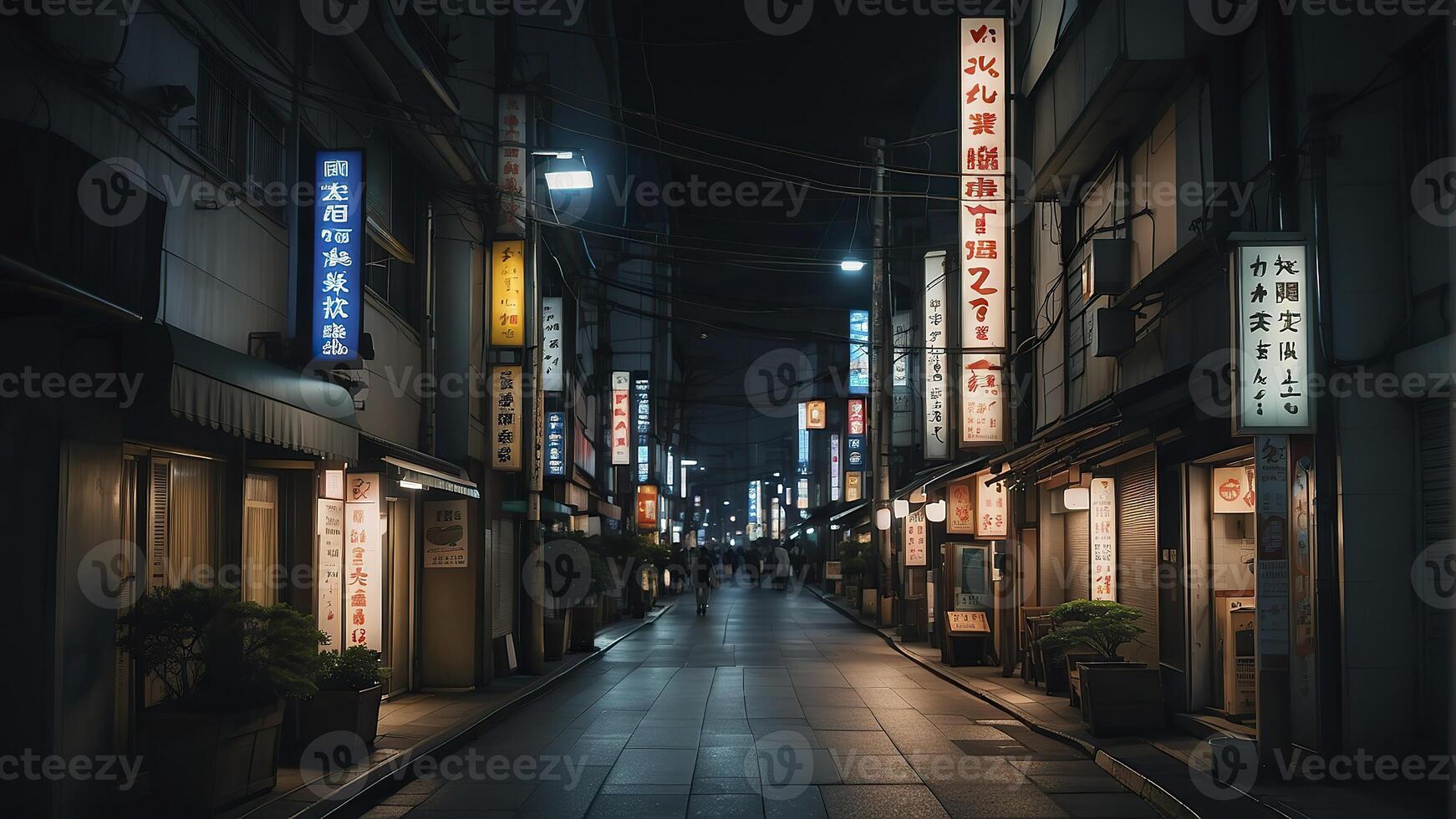 ai generiert Tokyo Stadt im das Nacht, Straße beim Nacht, Nacht Szene, Stadt im das Nacht foto