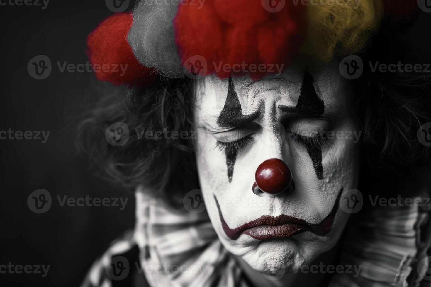 ai generiert verärgert Clown im Depression foto