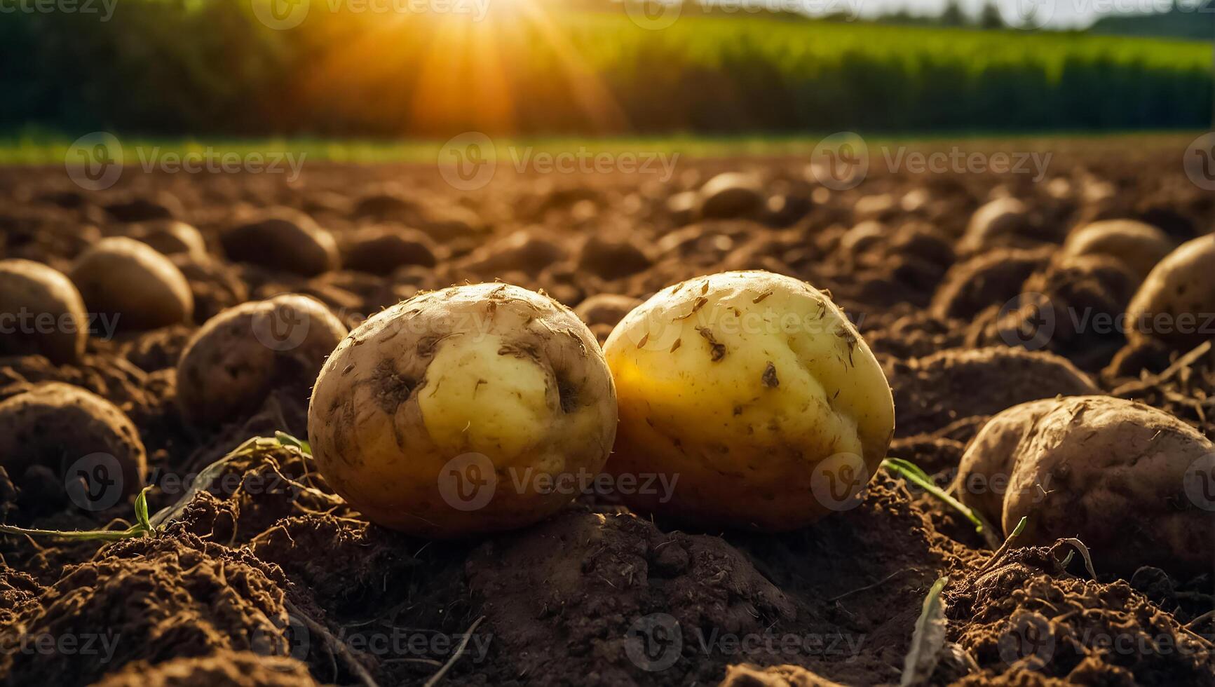 ai generiert Kartoffel Ernte auf das Boden schließen oben foto