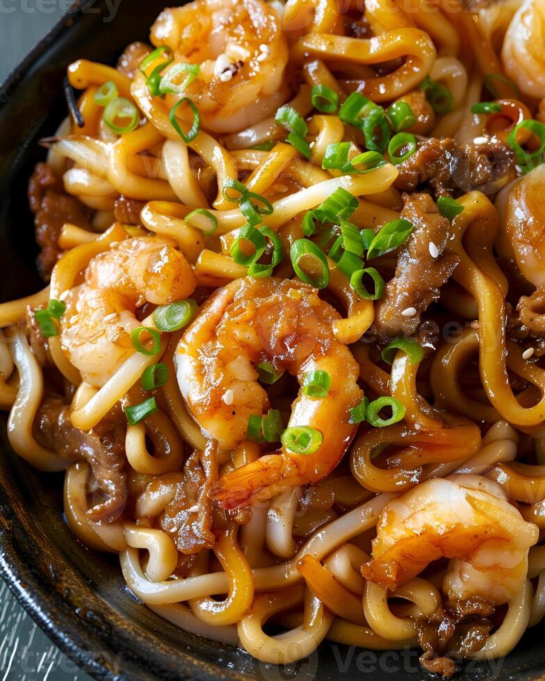 ai generiert Nahansicht Foto von Yaki Udon