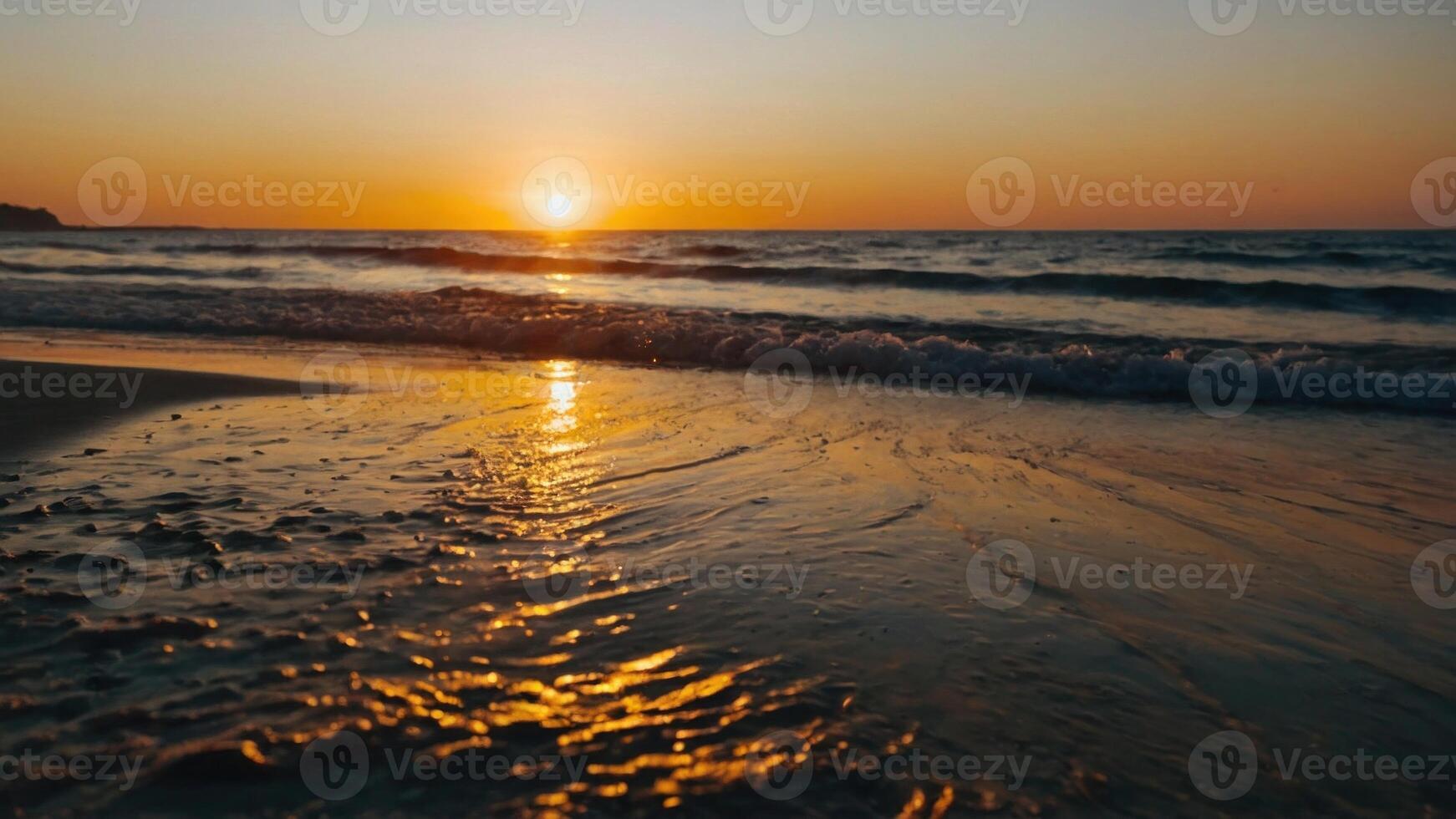 ai generiert Sonnenuntergang auf das Strand foto